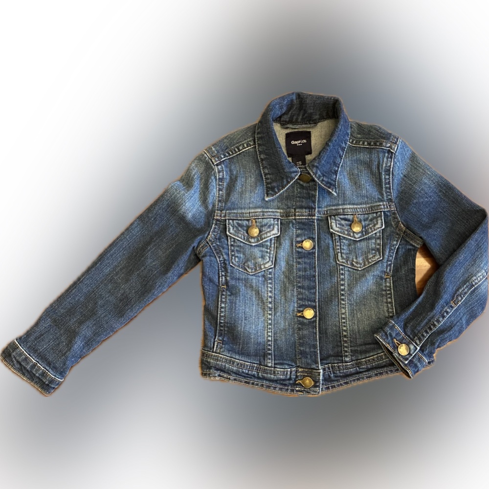 GAP KIDS jean jacket XS 4-5 yrs blue denim gold-tone buttons classic style girl